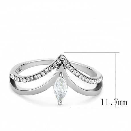 High polished (no plating) Stainless Steel Ring with AAA Grade CZ  in Clear