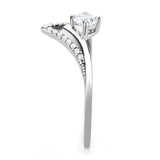 High polished (no plating) Stainless Steel Ring with AAA Grade CZ  in Clear