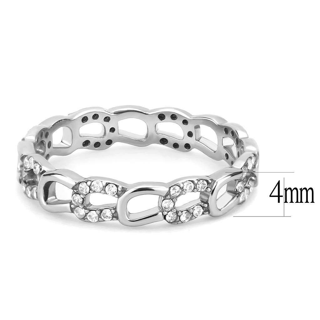 High polished (no plating) Stainless Steel Ring with AAA Grade CZ  in Clear