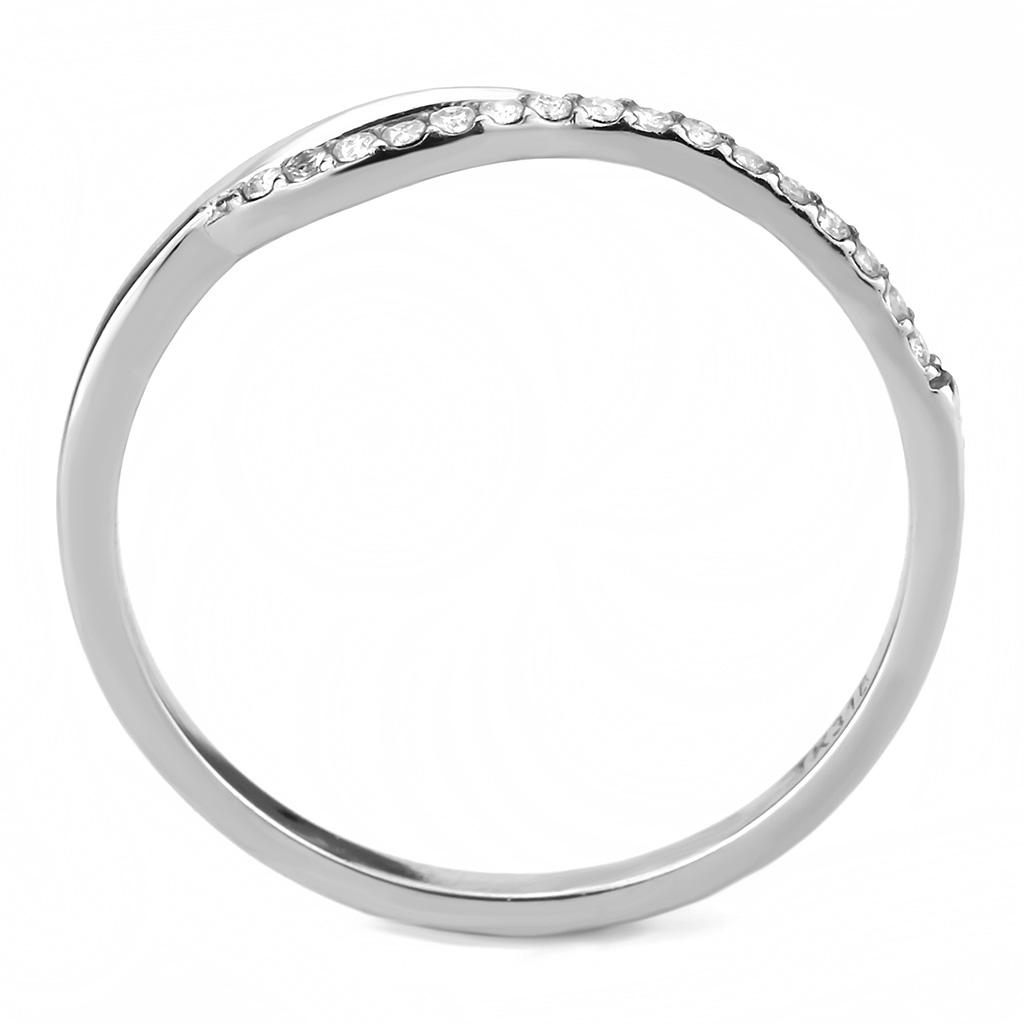 High polished (no plating) Stainless Steel Ring with AAA Grade CZ  in Clear