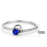 High polished (no plating) Stainless Steel Ring with AAA Grade CZ  in London Blue
