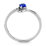 High polished (no plating) Stainless Steel Ring with AAA Grade CZ  in London Blue