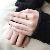 High polished (no plating) Stainless Steel Ring with AAA Grade CZ  in London Blue