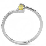 High polished (no plating) Stainless Steel Ring with AAA Grade CZ  in Topaz