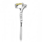 High polished (no plating) Stainless Steel Ring with AAA Grade CZ  in Topaz