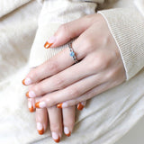 High polished (no plating) Stainless Steel Ring with AAA Grade CZ  in Sea Blue