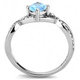 High polished (no plating) Stainless Steel Ring with AAA Grade CZ  in Sea Blue