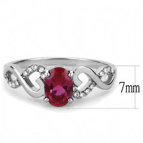 High polished (no plating) Stainless Steel Ring with AAA Grade CZ  in Ruby