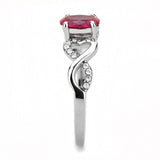 High polished (no plating) Stainless Steel Ring with AAA Grade CZ  in Ruby