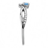 High polished (no plating) Stainless Steel Ring with AAA Grade CZ  in Sea Blue