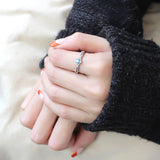 High polished (no plating) Stainless Steel Ring with AAA Grade CZ  in Sea Blue