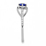 High polished (no plating) Stainless Steel Ring with AAA Grade CZ  in London Blue