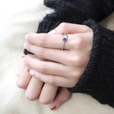 High polished (no plating) Stainless Steel Ring with AAA Grade CZ  in London Blue