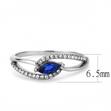 High polished (no plating) Stainless Steel Ring with AAA Grade CZ  in London Blue