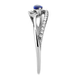 High polished (no plating) Stainless Steel Ring with AAA Grade CZ  in London Blue