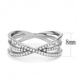 High polished (no plating) Stainless Steel Ring with AAA Grade CZ  in Clear