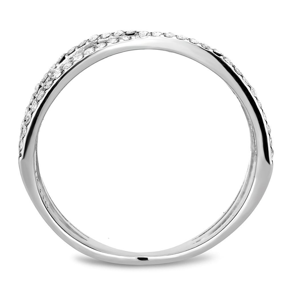 High polished (no plating) Stainless Steel Ring with AAA Grade CZ  in Clear