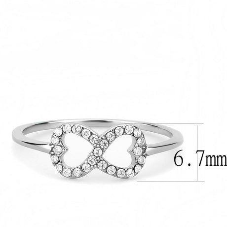 High polished (no plating) Stainless Steel Ring with AAA Grade CZ  in Clear
