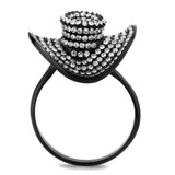 IP Black(Ion Plating) Stainless Steel Ring with AAA Grade CZ  in Clear