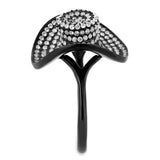IP Black(Ion Plating) Stainless Steel Ring with AAA Grade CZ  in Clear