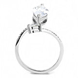 High polished (no plating) Stainless Steel Ring with AAA Grade CZ  in Clear