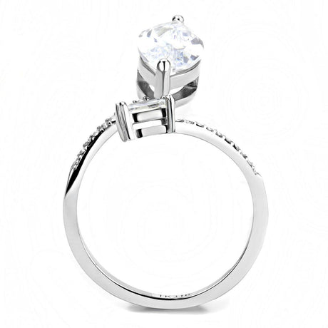 High polished (no plating) Stainless Steel Ring with AAA Grade CZ  in Clear