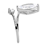 High polished (no plating) Stainless Steel Ring with AAA Grade CZ  in Clear