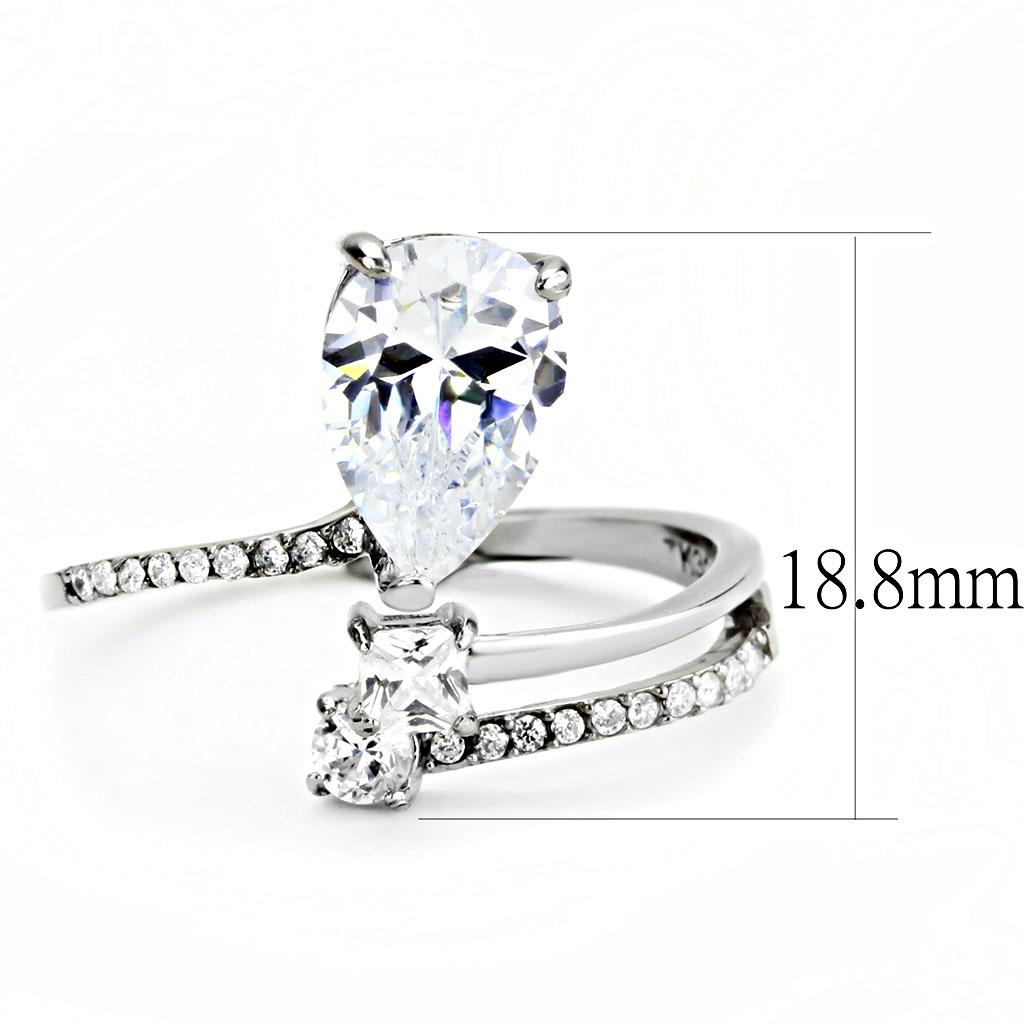 High polished (no plating) Stainless Steel Ring with AAA Grade CZ  in Clear