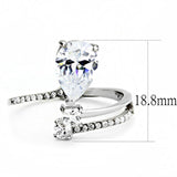 High polished (no plating) Stainless Steel Ring with AAA Grade CZ  in Clear