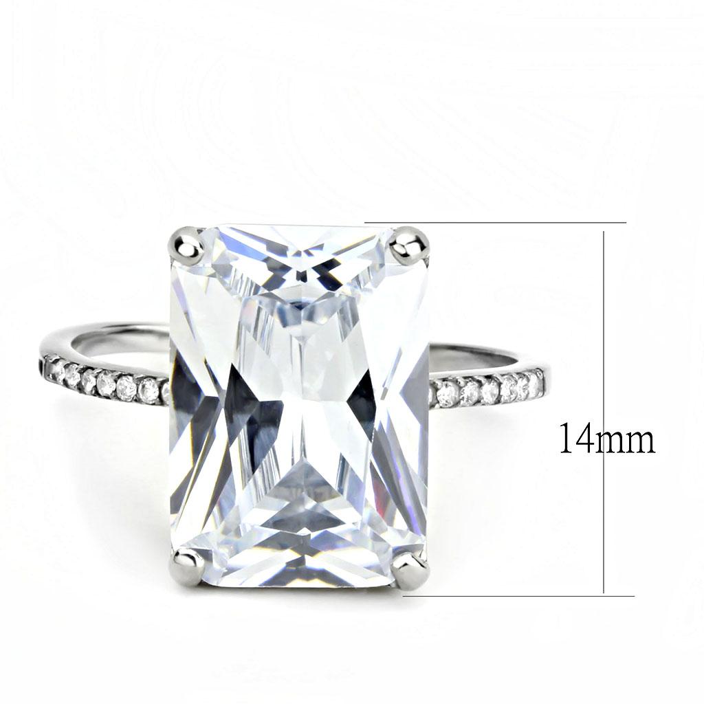 High polished (no plating) Stainless Steel Ring with AAA Grade CZ  in Clear