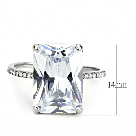 High polished (no plating) Stainless Steel Ring with AAA Grade CZ  in Clear