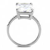 High polished (no plating) Stainless Steel Ring with AAA Grade CZ  in Clear