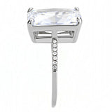 High polished (no plating) Stainless Steel Ring with AAA Grade CZ  in Clear