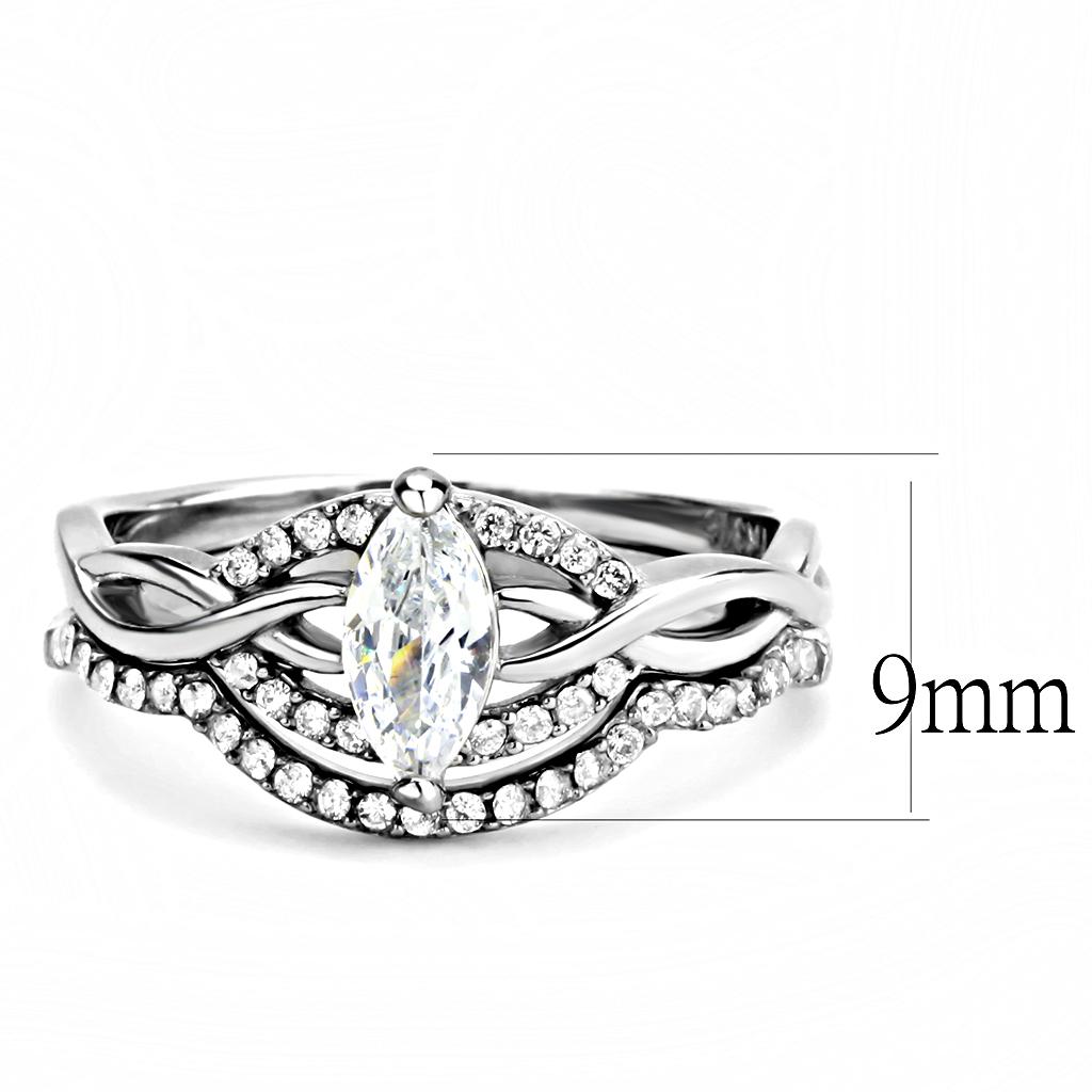 High polished (no plating) Stainless Steel Ring with AAA Grade CZ  in Clear