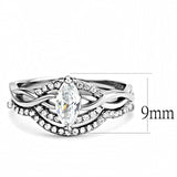 High polished (no plating) Stainless Steel Ring with AAA Grade CZ  in Clear