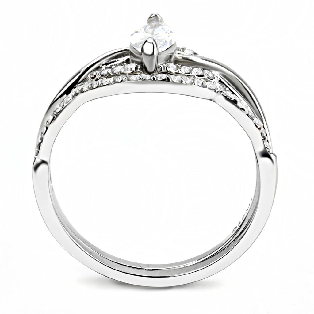 High polished (no plating) Stainless Steel Ring with AAA Grade CZ  in Clear