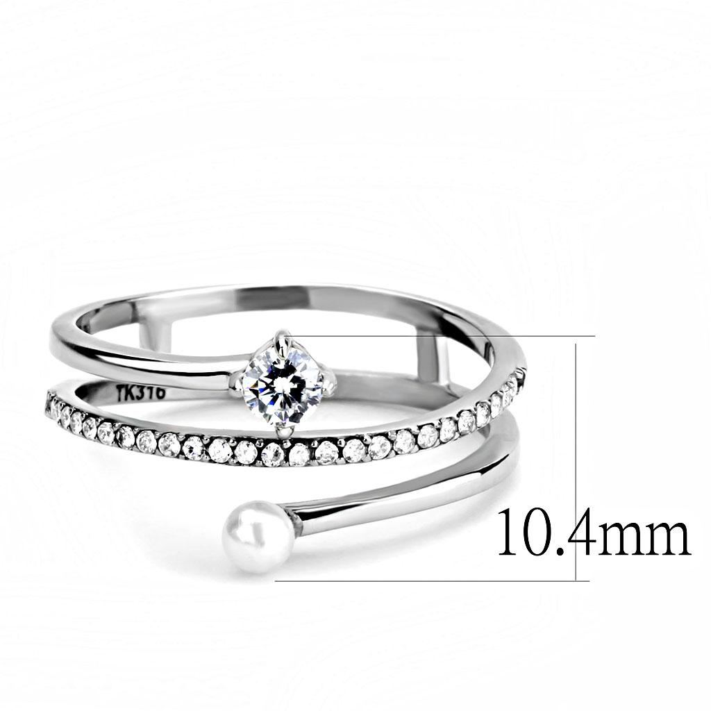 High polished (no plating) Stainless Steel Ring with AAA Grade CZ  in Clear