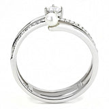 High polished (no plating) Stainless Steel Ring with AAA Grade CZ  in Clear