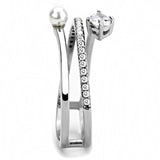 High polished (no plating) Stainless Steel Ring with AAA Grade CZ  in Clear