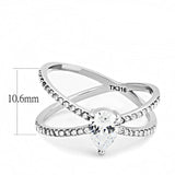 High polished (no plating) Stainless Steel Ring with AAA Grade CZ  in Clear