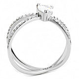 High polished (no plating) Stainless Steel Ring with AAA Grade CZ  in Clear