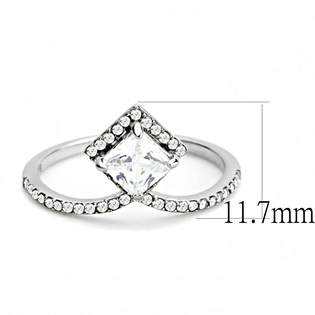 High polished (no plating) Stainless Steel Ring with AAA Grade CZ  in Clear