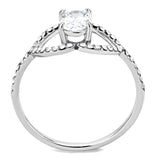 High polished (no plating) Stainless Steel Ring with AAA Grade CZ  in Clear