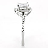 High polished (no plating) Stainless Steel Ring with AAA Grade CZ  in Clear