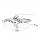 High polished (no plating) Stainless Steel Ring with AAA Grade CZ  in Clear