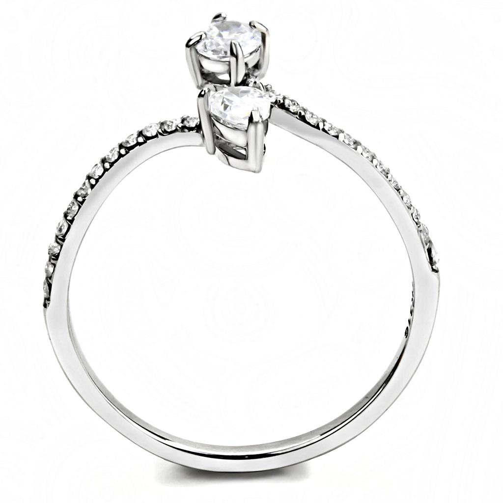 High polished (no plating) Stainless Steel Ring with AAA Grade CZ  in Clear