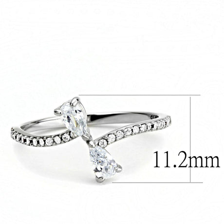 High polished (no plating) Stainless Steel Ring with AAA Grade CZ  in Clear