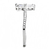 High polished (no plating) Stainless Steel Ring with AAA Grade CZ  in Clear