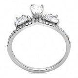 High polished (no plating) Stainless Steel Ring with AAA Grade CZ  in Clear