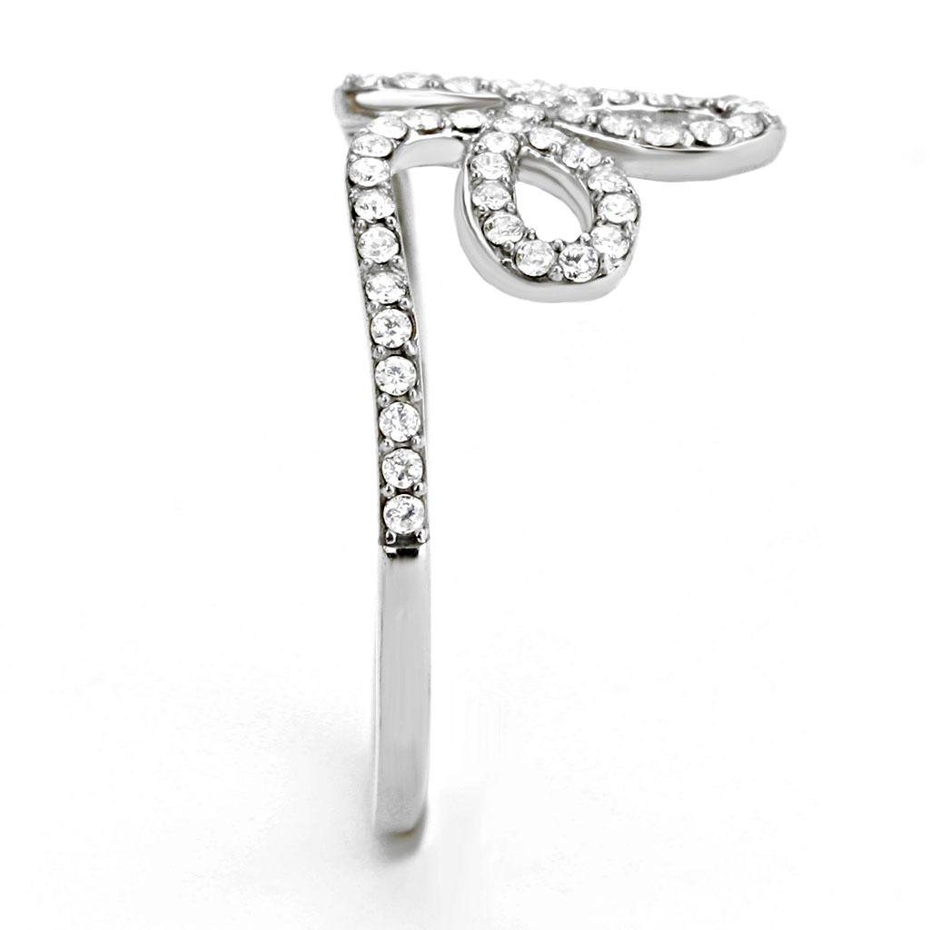 High polished (no plating) Stainless Steel Ring with AAA Grade CZ  in Clear